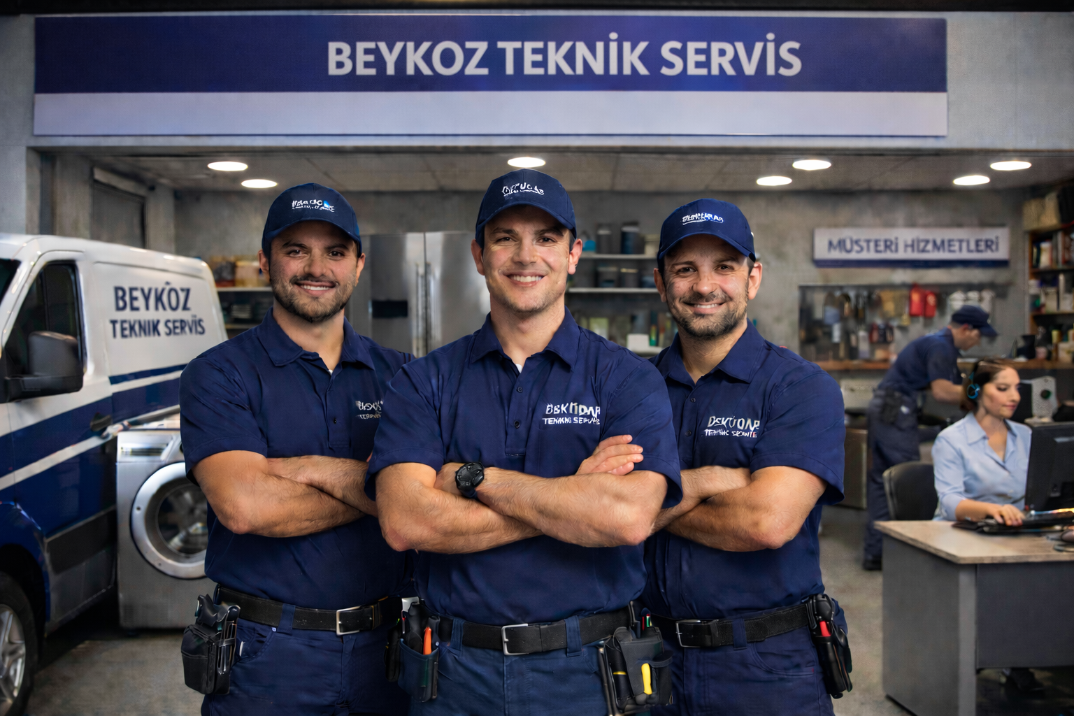 Beykoz Bosch Servisi teknik ekibi beyaz eşya tamiri yaparken